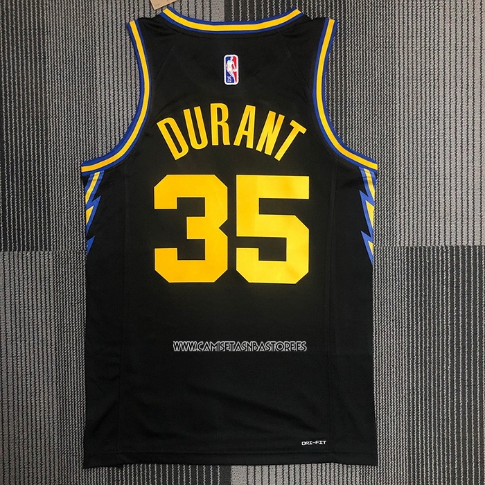 Kevin Durant NO 35 Camiseta Golden State Warriors Ciudad 2021-22 Negro